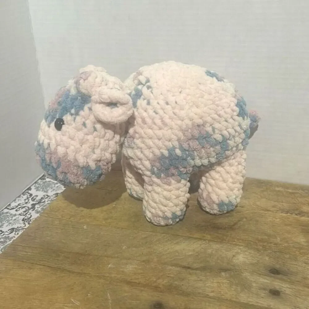 Handmade crochet cow plushie stitched soft animal plush‎ baby pink blue